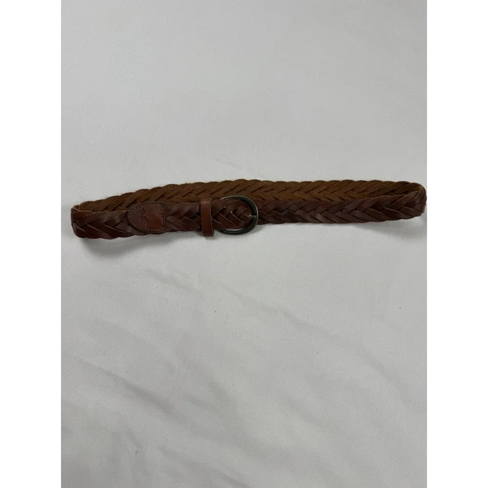 Hollister Braided Leather Belt Brown Boho Casual Medium Womens